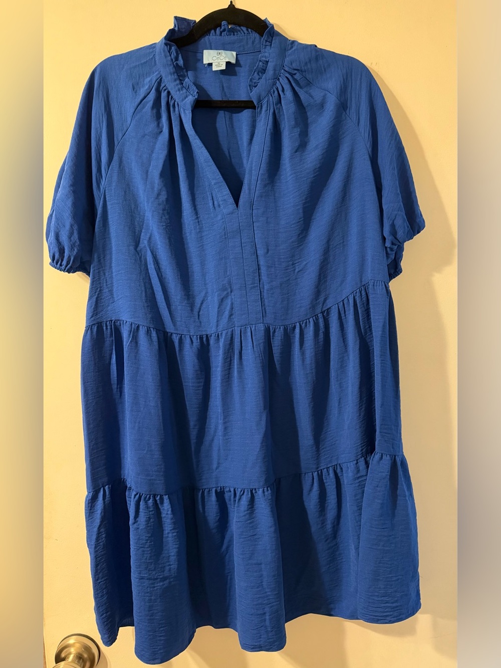 CeCe Royal Blue Tiered V-Neck Tunic